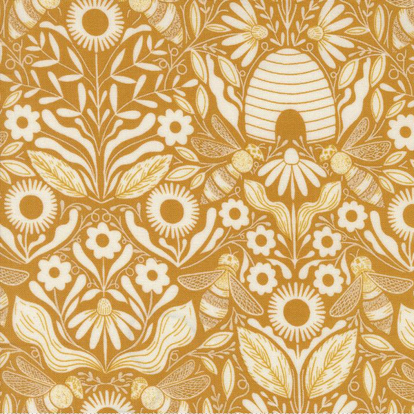 Bee Garden - Beehive Damask - Cotton Fabric