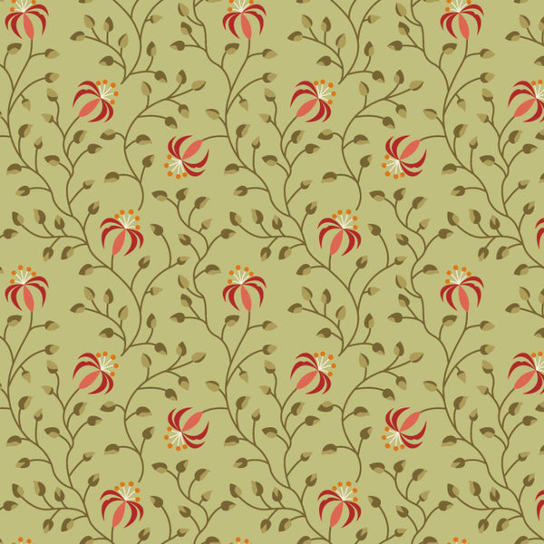 Beyond Time - Lily Light Olive - Cotton Fabric