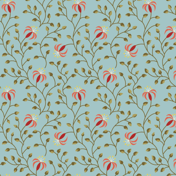 Beyond Time - Lily Powder Blue - Cotton Fabric