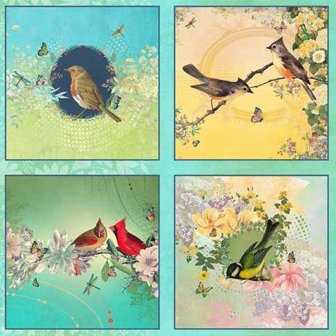 Birds & Blooms - Cotton Panel