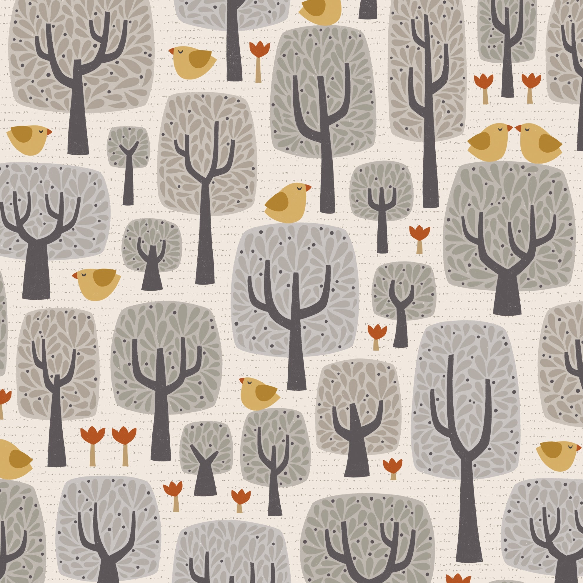 Cozy Forest - Birds in the Forest - Cotton Fabric