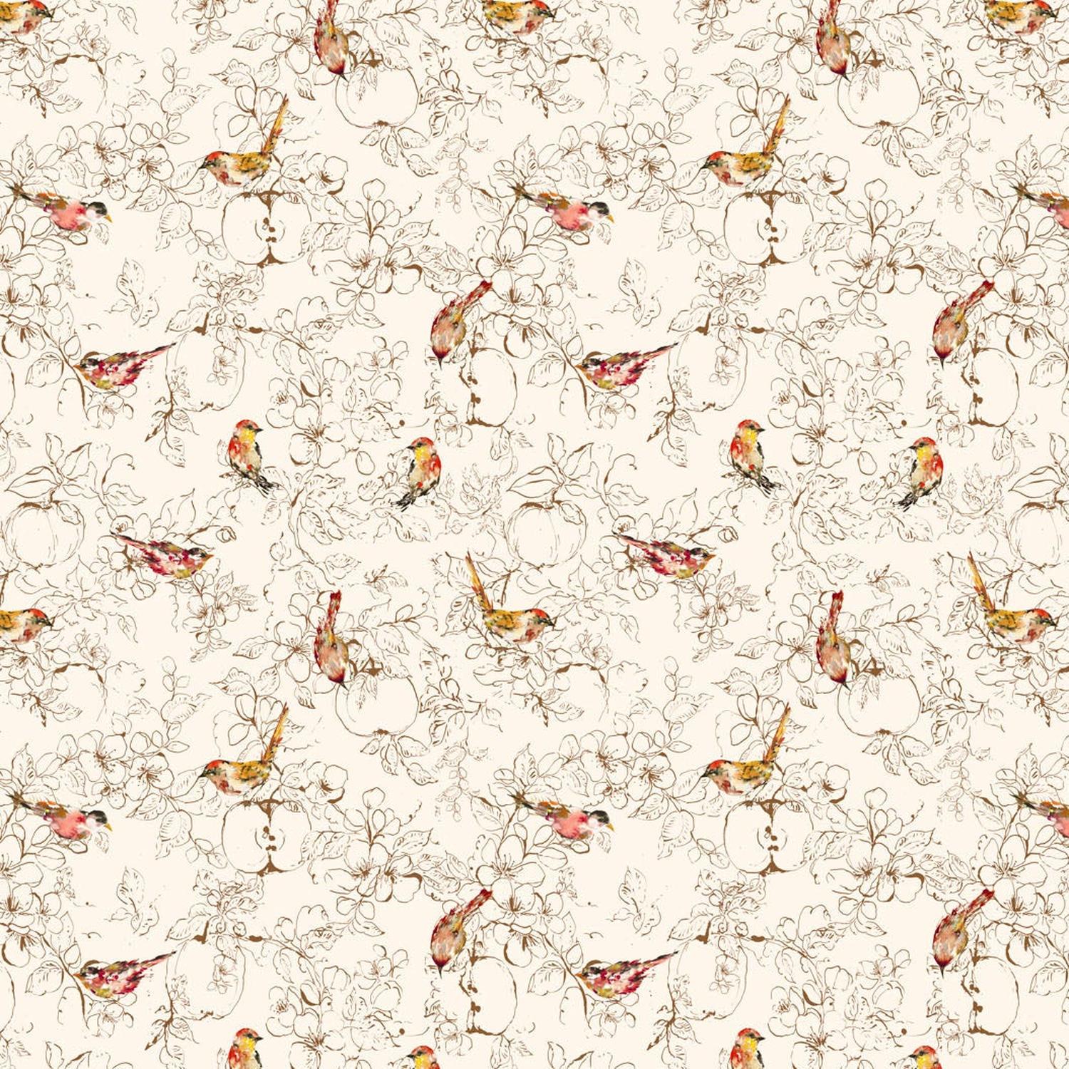 Blooming Memories - Birds - Cotton Fabric