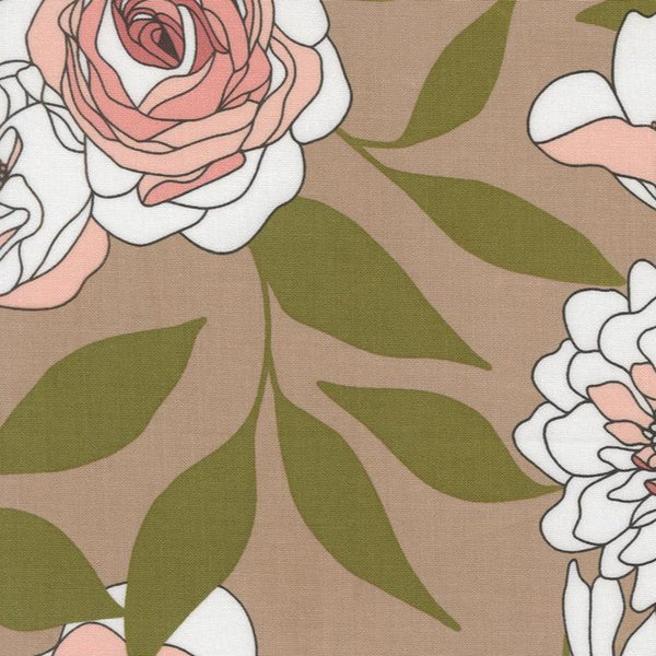 Botany by Alli K - Cabbage Rose Earth - Cotton Fabric