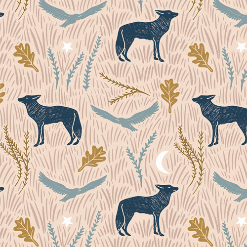 Coyote Hill - Wild Woodblock Day - Cotton Fabric