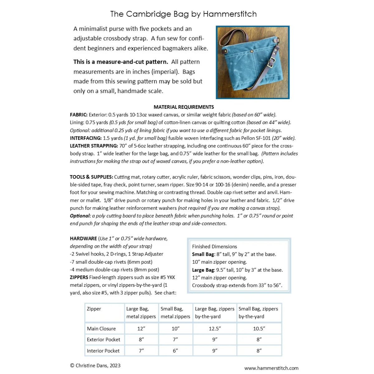 The Cambridge Bag Pattern