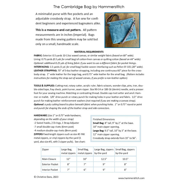 The Cambridge Bag Pattern