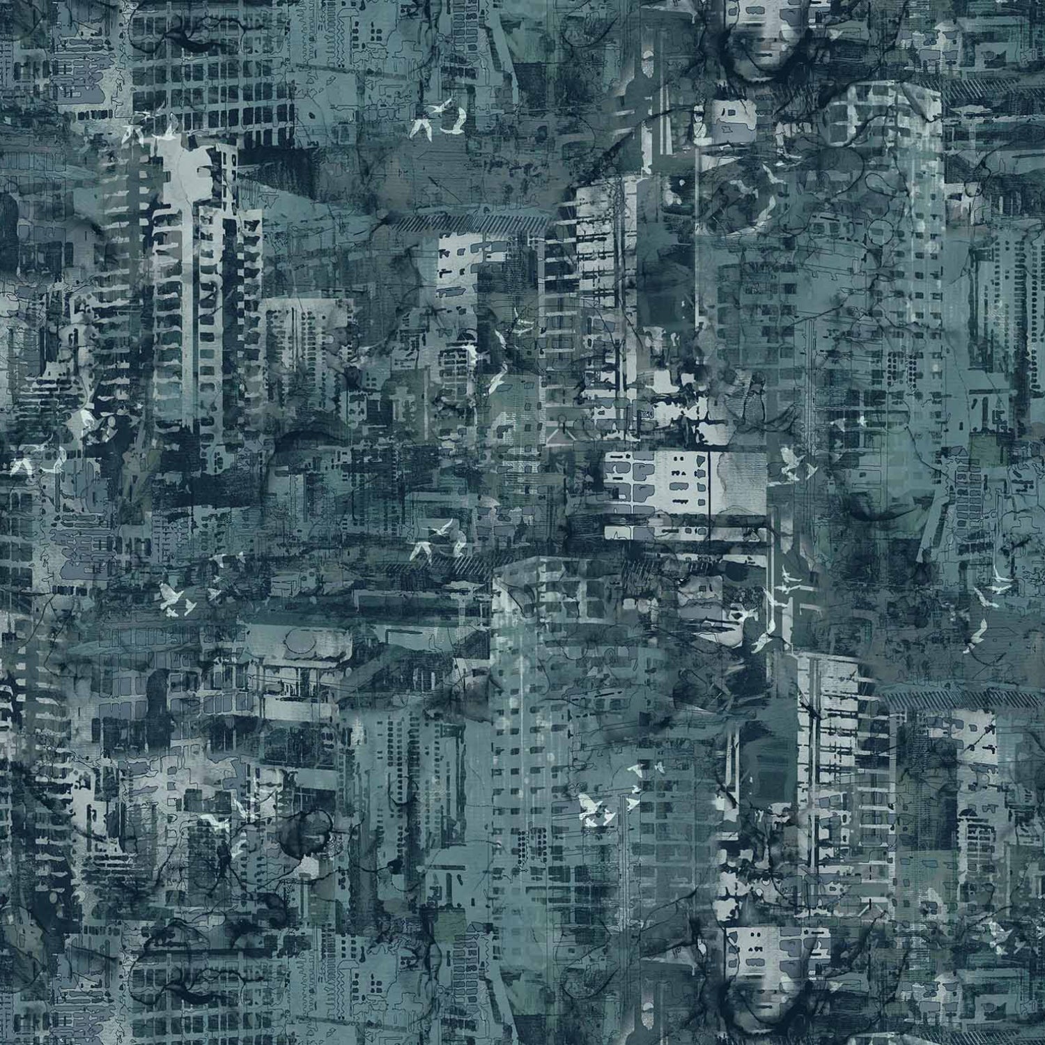 City Harbour - Buildings- Cotton Fabric