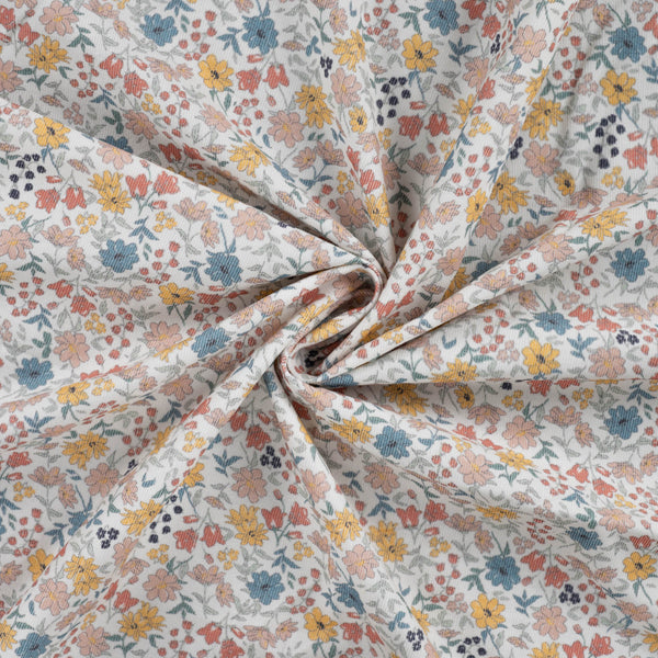 Fine Cotton Needlecord 21 Wale - Floral Print