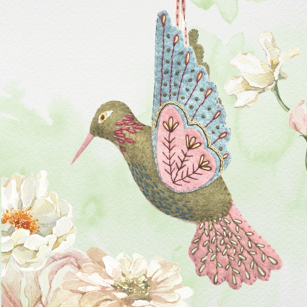 Feather embroidery kit - Hummingbird