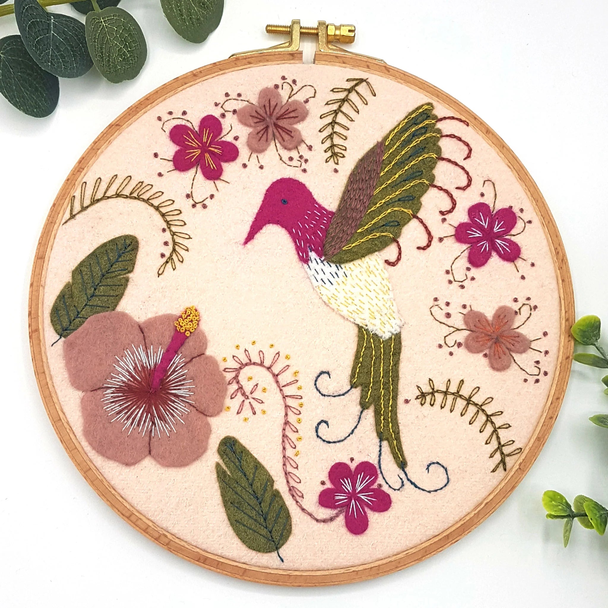 Hummingbird Wool Appliqué Hoop Craft Kit