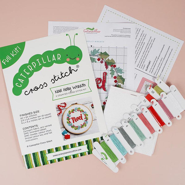 Cross Stitch Kit - Noel Holly Wreath