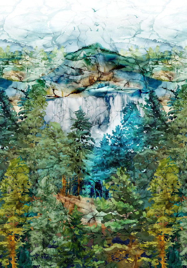 Cedarcrest Falls Scenic Cotton Fabric