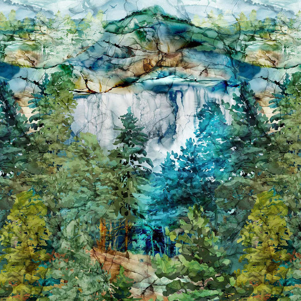 Cedarcrest Falls Scenic Cotton Fabric