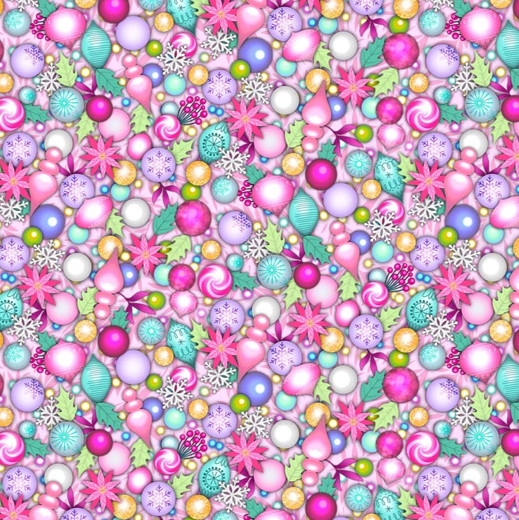 Merry and Bright - Baubles - Cotton Fabric