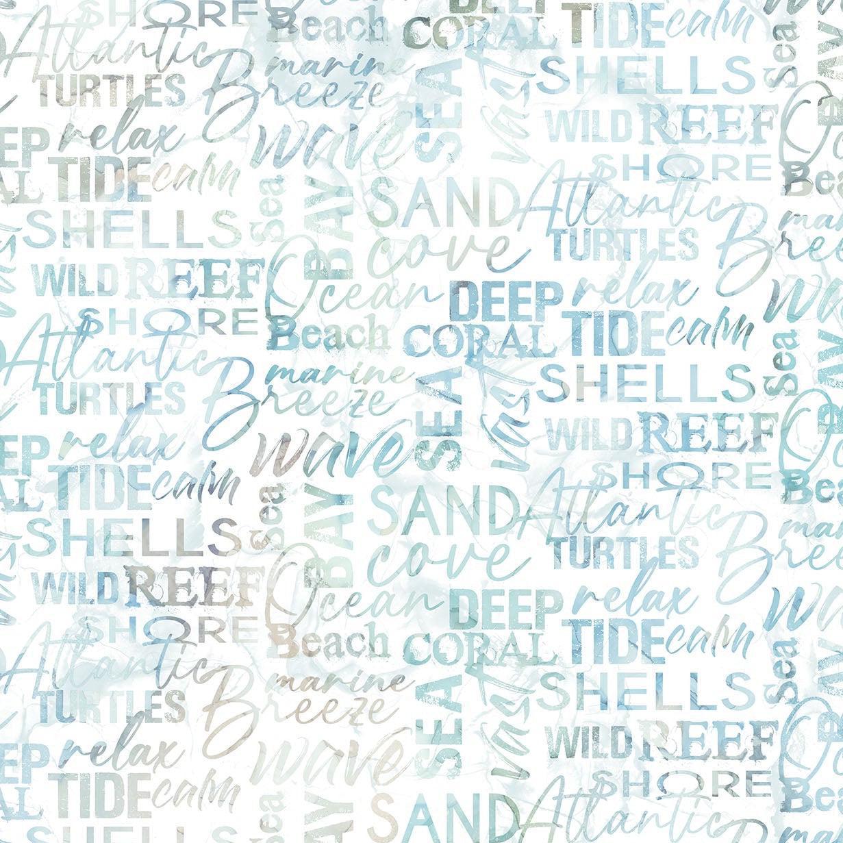 Sea Breeze Words Cotton Fabric