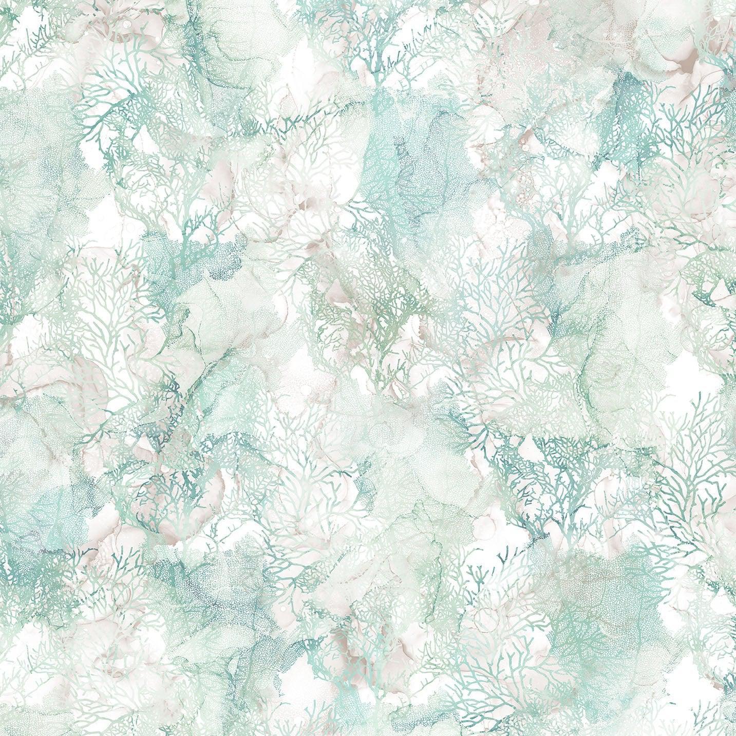 Sea Breeze Coral Seafoam Cotton Fabric