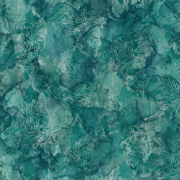 Sea Breeze Coral Teal Cotton Fabric