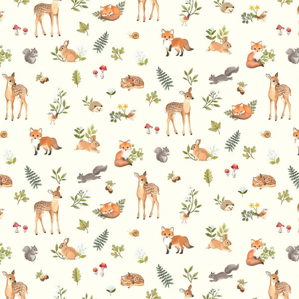 Woodland Babes - Animals - Cream Multi - Cotton Fabric