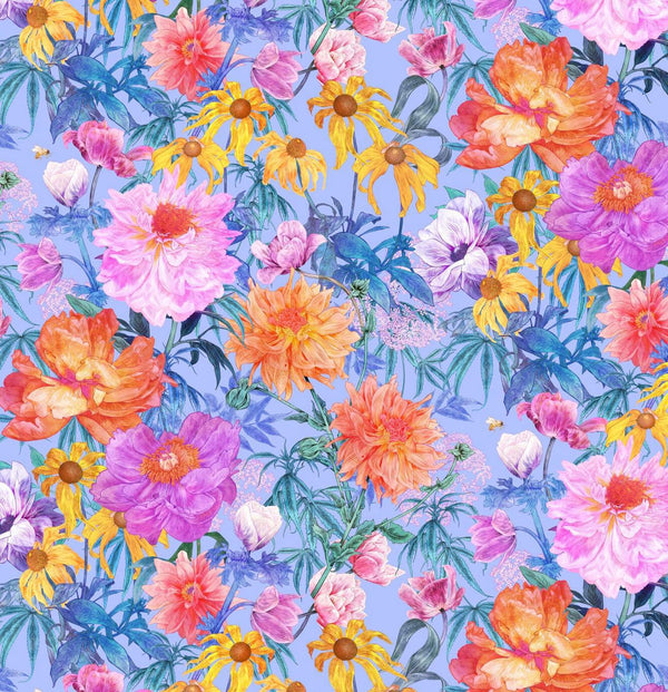 Margo Blue Garden Party Cotton Fabric