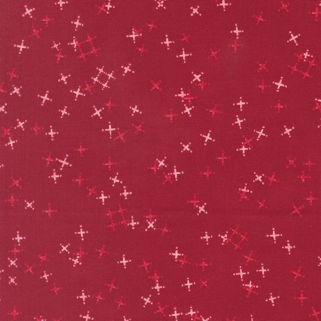 Darling Peony - Tiny Pluses Blender Cranberry - Cotton Fabric