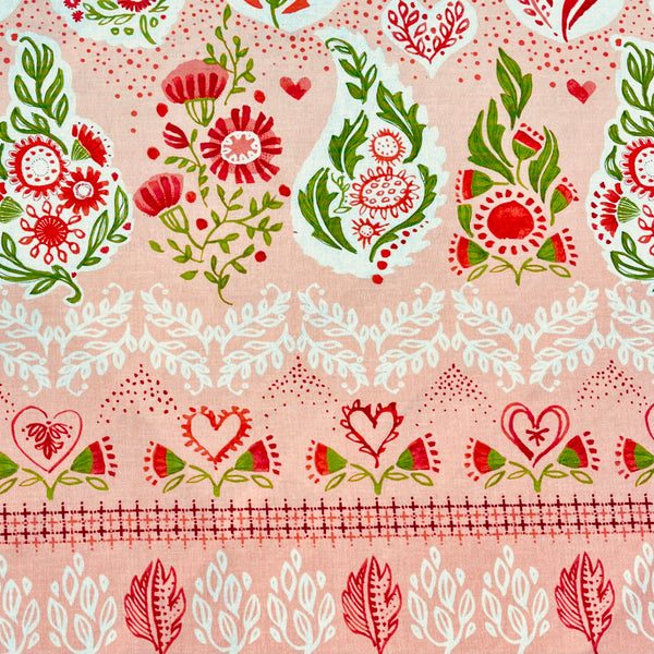 Darling Peony - Ombre Paisley Double Border - Cotton Fabric