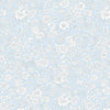 Floral pattern fabric swatch on a light blue background