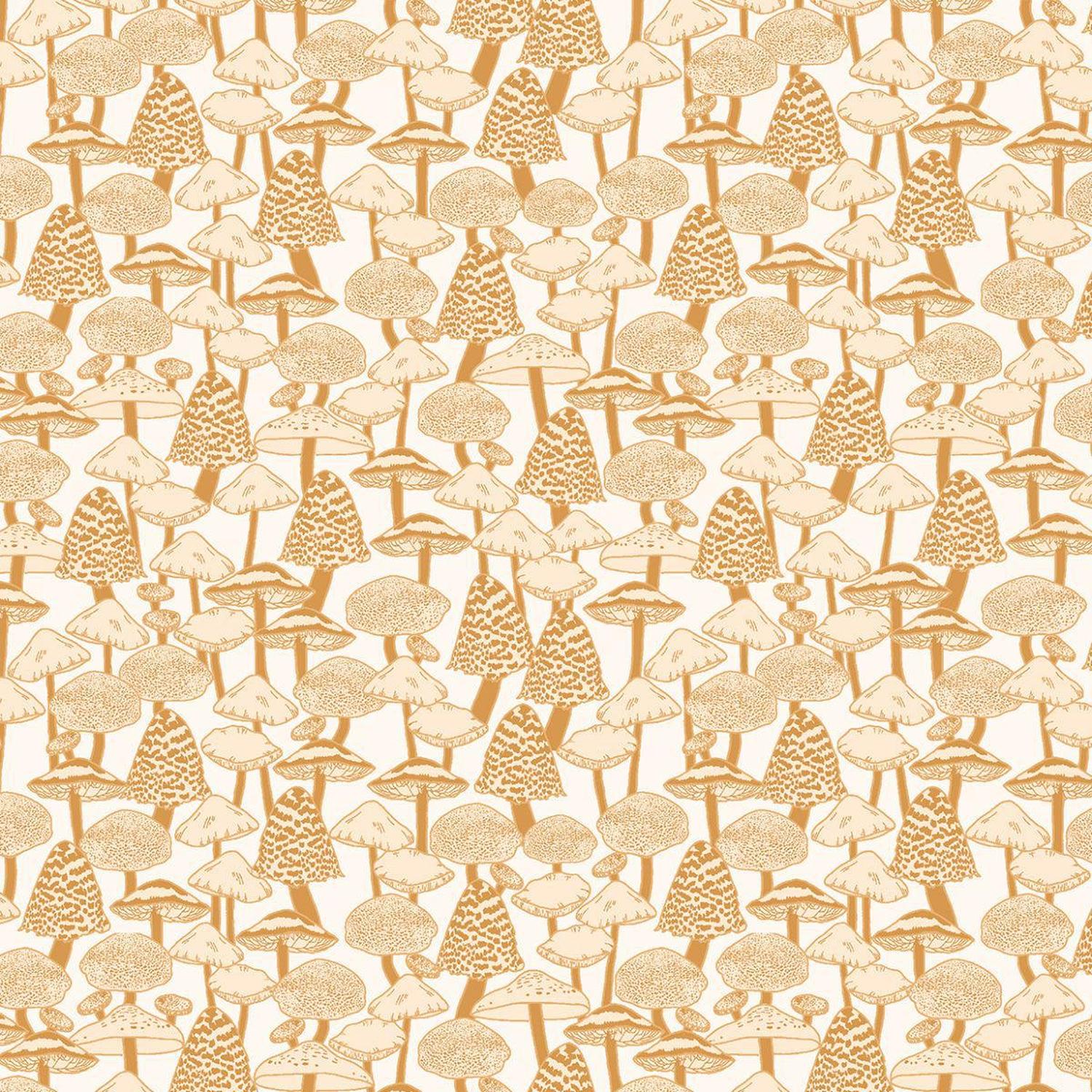Fall's Enchantment - Mushroom Love Mustard - Cotton Fabric