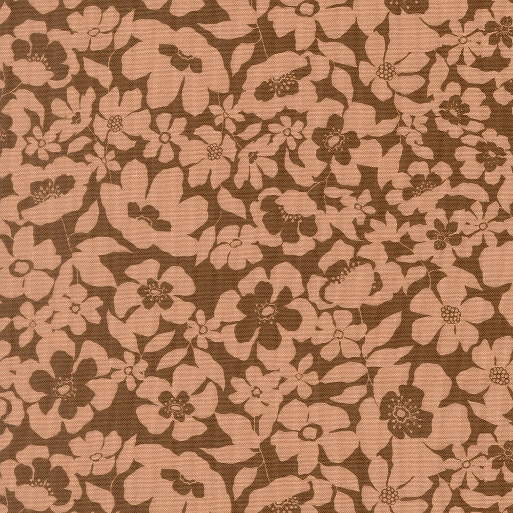 Feather and Forest Bloom - Floral Fusion Walnut - Cotton Fabric