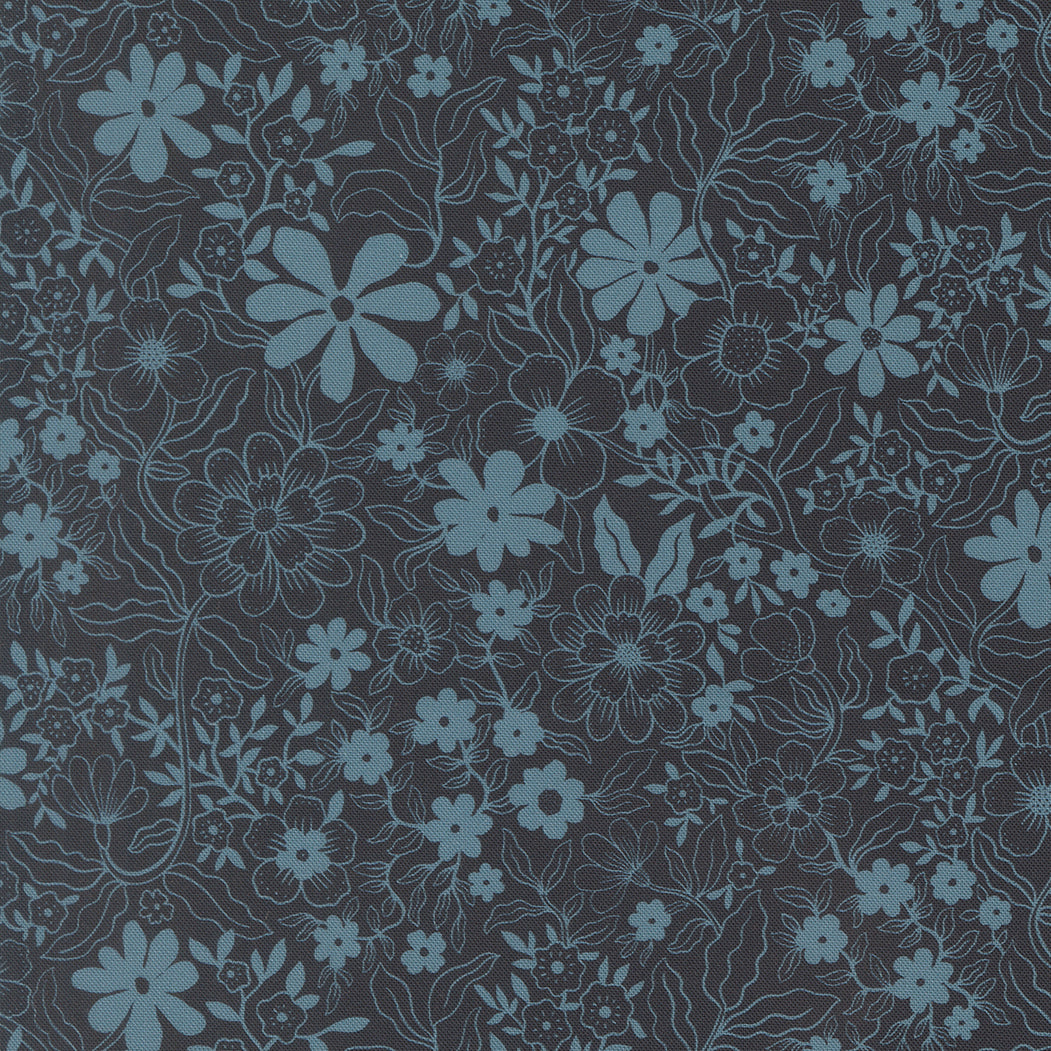 Feather and Forest Bloom - Pollen Sprinkles Midnight - Cotton Fabric