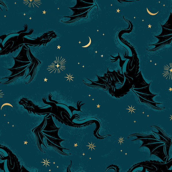 Fireglow by Ruby Star - Etched Dragons Galaxy - Cotton Fabric