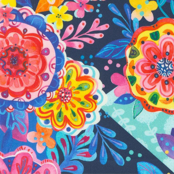 Flower Patches - Midnight Collage - Cotton Fabric