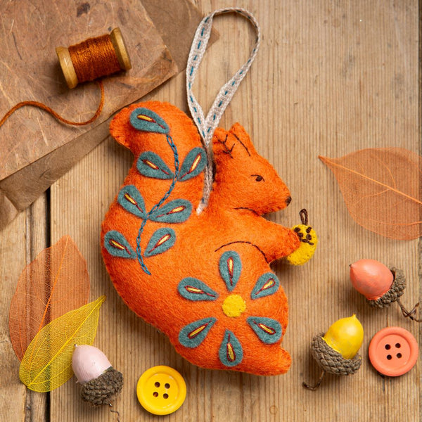 Folk Squirrel Embroidery Felt Craft Kit