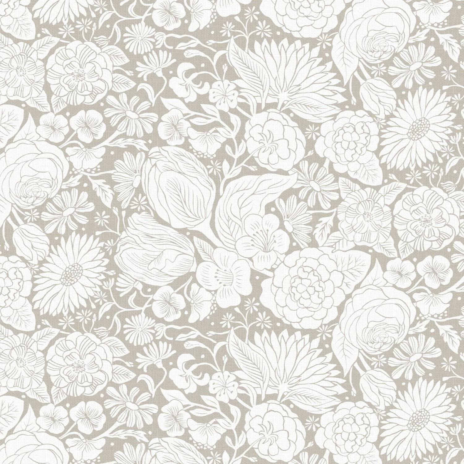 Folktale - Floral White - Cotton Fabric