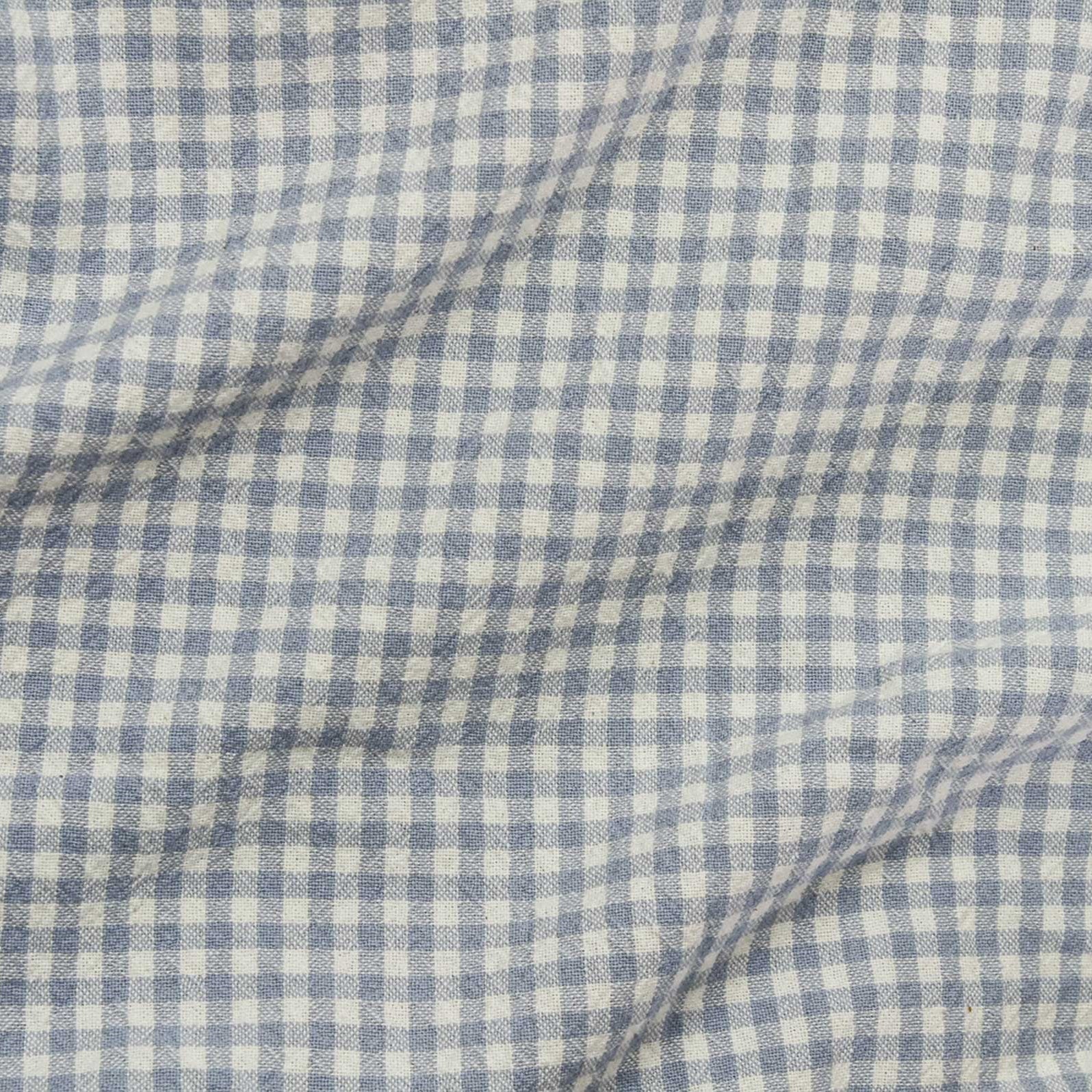 Close-up of blue and white checkered fabric