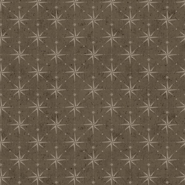 Great Journey Compass Brown Cotton Fabric