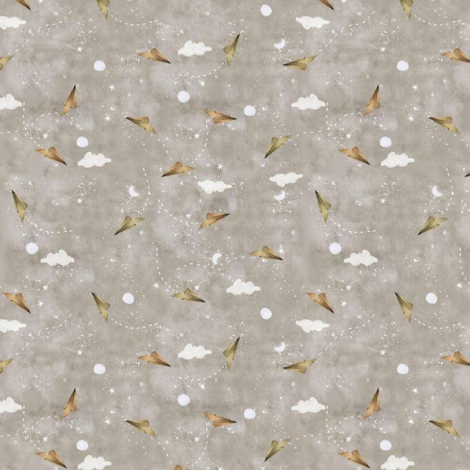 Great Journey Paper Planes Taupe Cotton Fabric