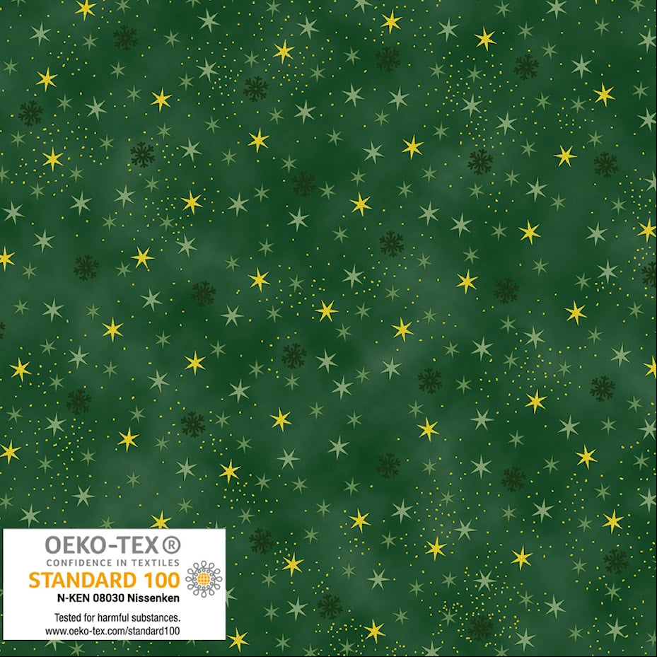 We Love Christmas - Green Stars - Cotton Fabric