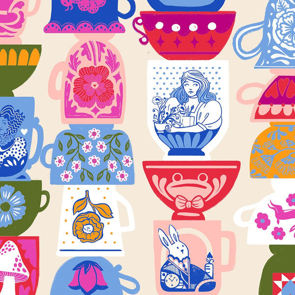 Hello Alice by Ruby Star - Tea Party Cups - Cotton Fabric