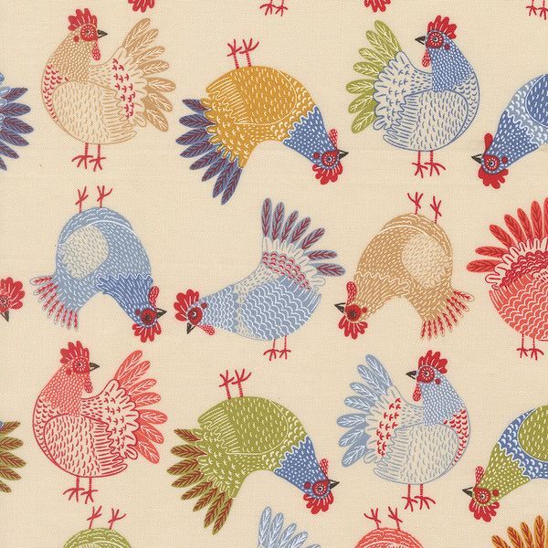 The Henhouse - Tossed Chickens - Cotton Fabric