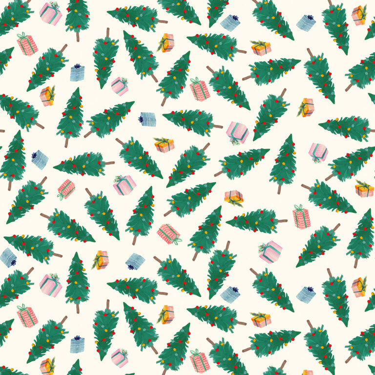 Merry Happy Christmas - Christmas Tree - Cotton Fabric