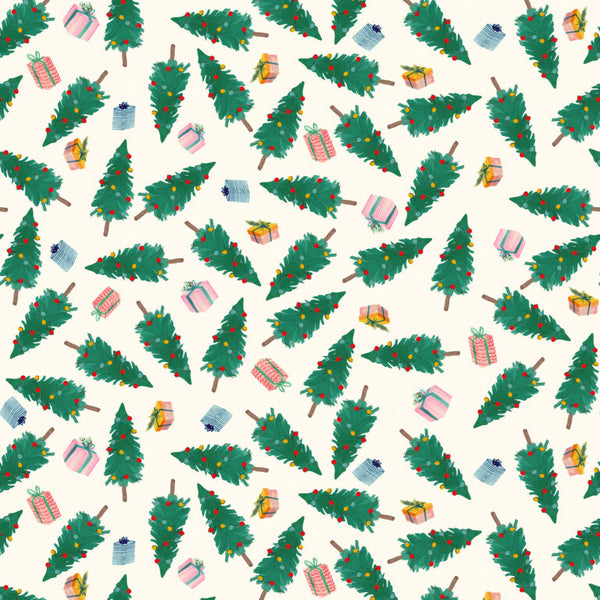 Merry Happy Christmas - Christmas Tree - Cotton Fabric
