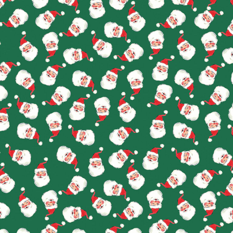 Merry Happy Christmas - Jolly Santa - Cotton Fabric