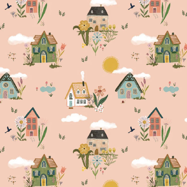 Cottage Charm by Poppie Cotton - Cottage Garden Peach - Cotton