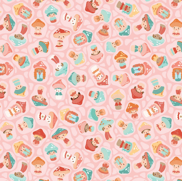 Mushroom Blooms by Poppie Cotton - Baby Bellas Pink - Cotton