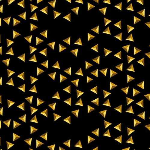 Pattern of gold triangles on a black background