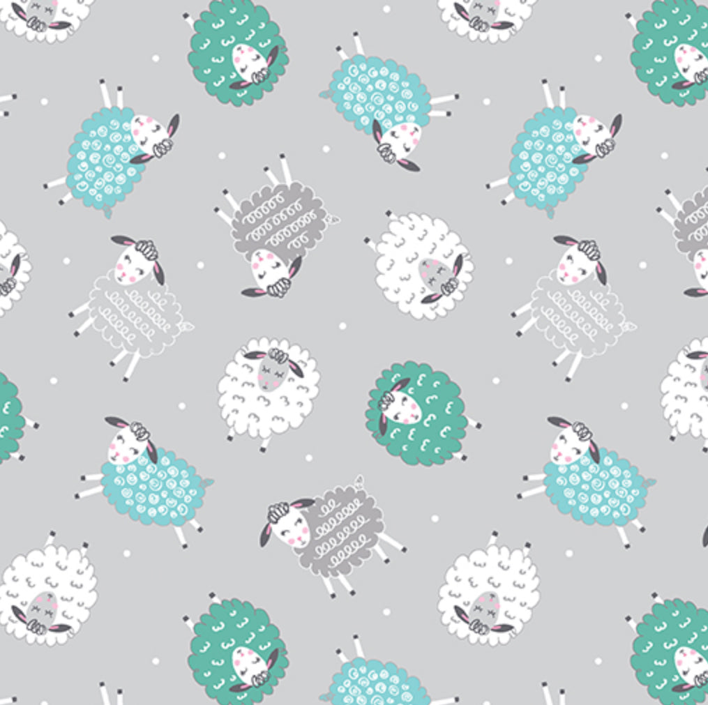 Sweet Little Lamb - Dreamy Little Lamb Grey -  Cotton Fabric