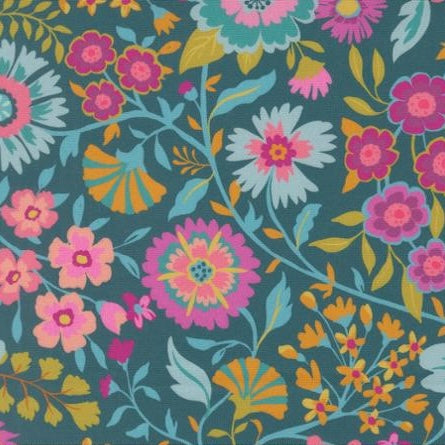 Parlor - Wild and Free Peacock - Cotton Fabric