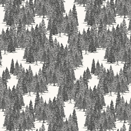 Weekend in the Mountains - Charcoal Ink - Cotton Fabric