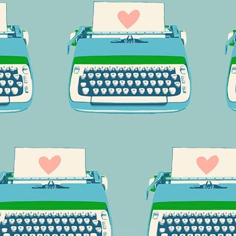 Best Day Ever by Ruby Star - Typewriter Turquoise - Cotton Fabric