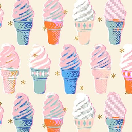 Best Day Ever by Ruby Star - Ice Cream Metallic - Cotton Fabric